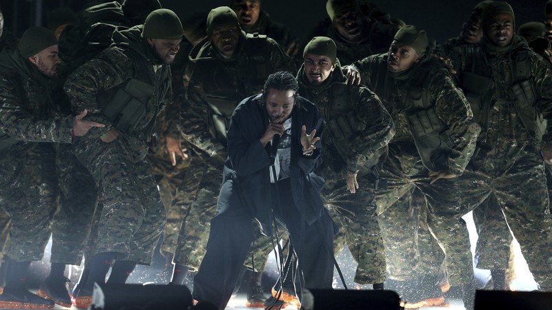 Kendrick Lamar em sua performance no Grammy 2018 - Matt Sayles/Invision/AP