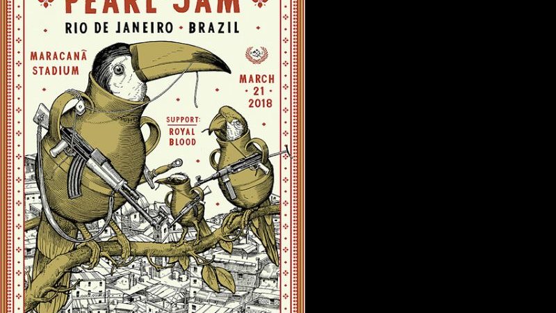 Cartaz do show do Pearl Jam, de 21 de março, no Maracanã - Cartaz: Ravi Zupa