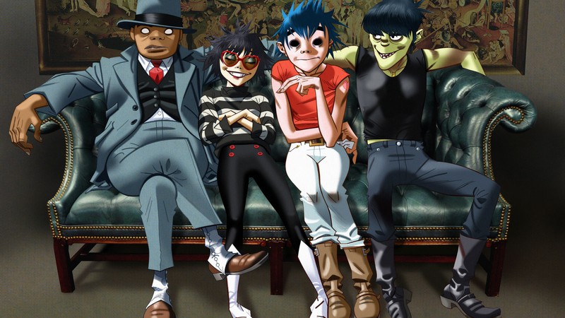 Gorillaz, banda animada formada por Russell Hobbs, Murdoc, 2-D e Noodle - Reprodução