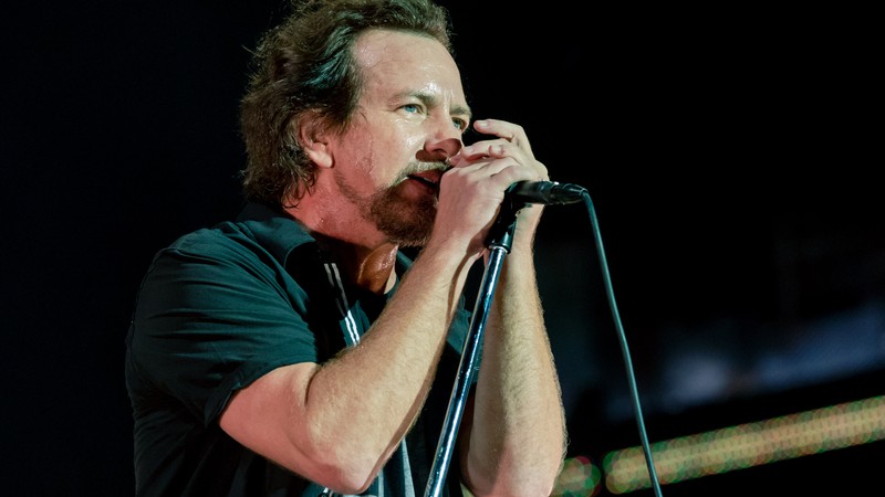 Eddie Vedder, do Pearl Jam, no Lollapalooza 2018 (foto: Andréia Takaishi)