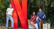 Os atores de <i>13 Reasons Why</i>, Brandon Flynn, Alisha Boe e Christian Navarro em visita a São Paulo  - Mauricio Santana/Netflix