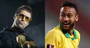 Liam Gallagher (Foto: Ennio Leanza/Keystone/AP) e Neymar em jogo do Brasil (Foto: Paolo Aguilar-Pool/Getty Images)