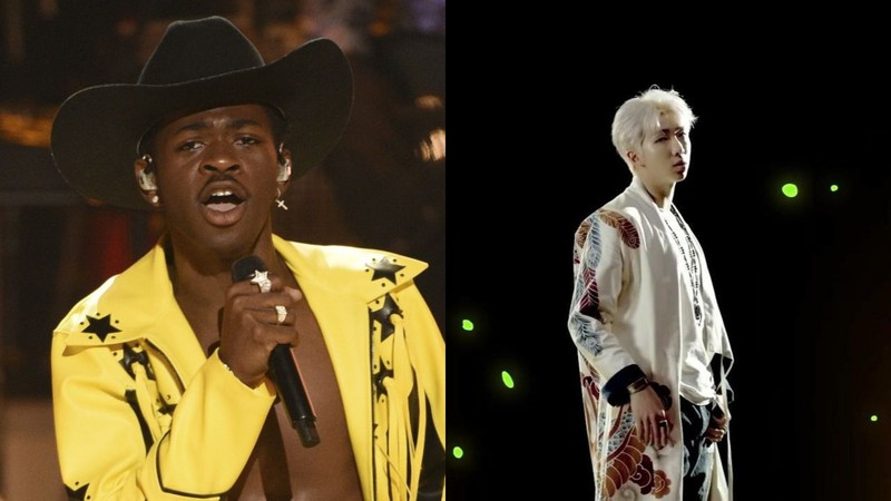 Lil Nas X (Foto: Chris Pizzello/AP) e RM (Foto: Reprodução / YouTube)