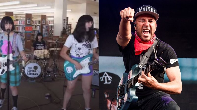 The Linda Lindas (Foto: Reprodução) | Tom Morello durante o Sonic Temple Art and Music Festival em 2019 (Foto: Amy Harris / Invision / AP)