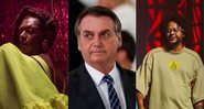 Montagem de Liniker (Liz Dórea), Jair Bolsonaro (Instagram/Reprodução)  e Emicida (Reprodução)