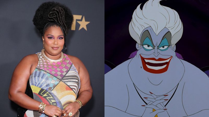 Lizzo (Foto:  Leon Bennett/Getty Images for BET) e Úrsula em A Pequena Sereia (Foto: Divulgação / Disney)