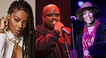 Ludmilla (Foto: Chico Cerchiaro), CeeLo Green no Science Gala, em 2019 (Foto: Getty Images /Matt Winkelmeyer) e Macy Gray no One Love Malibu Festival, em 2018 (Foto: Getty Images /Scott Dudelson)