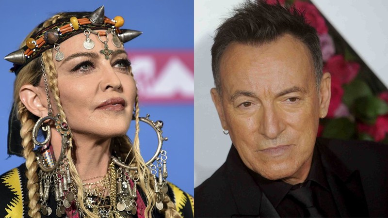 Madonna e Bruce Springsteen (Fotos: Even Agostini / AP e Sipa/AP Images)