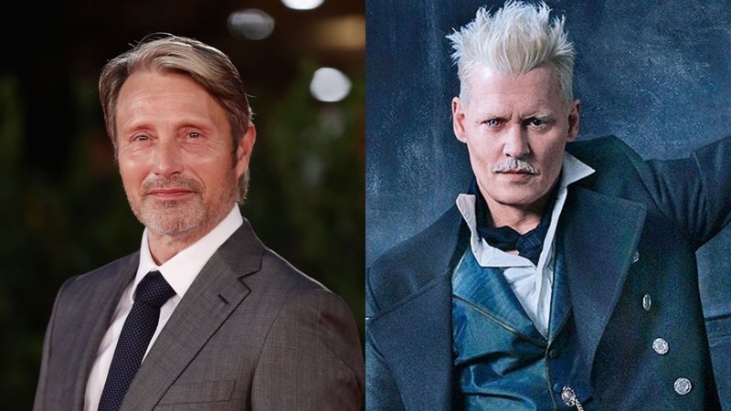 Mads Mikkelsen e Johnny Depp (Foto 1: Vittorio Zunino Celotto/Getty Images for RFF/Foto 2: Divulgação / Warner Bros)