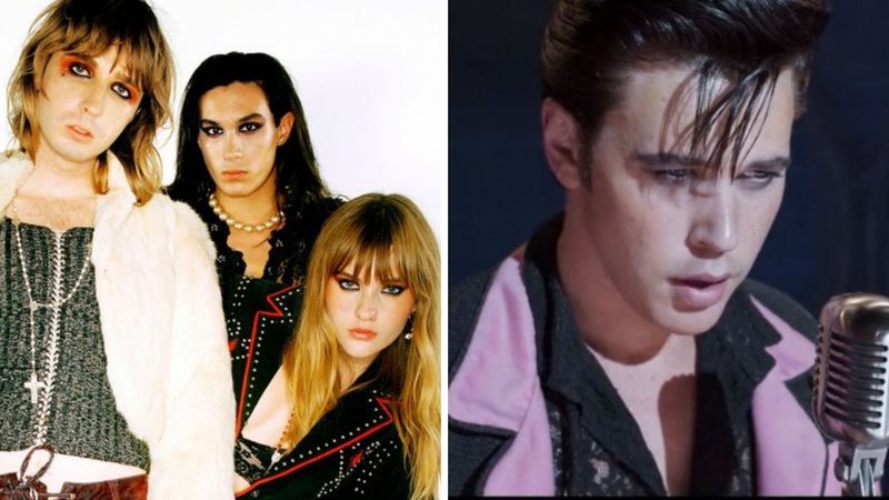 Måneskin (Foto: Divulgação) e Austin Butler como Elvis Presley em Elvis (Foto: Reprodução / Twitter)