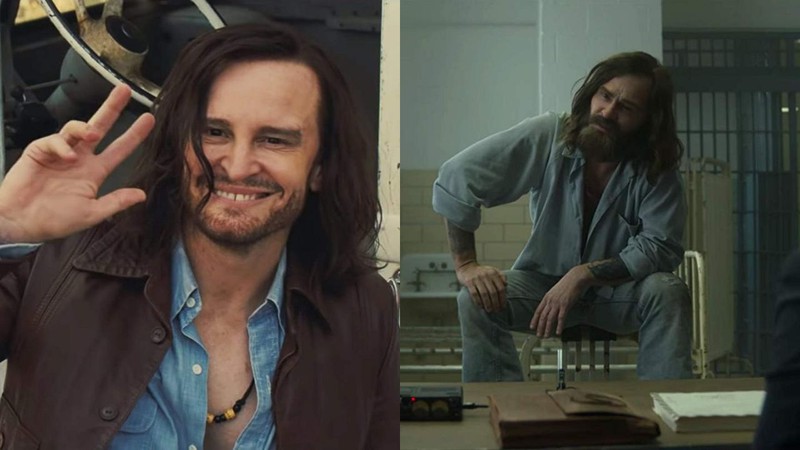 Damon Herriman como Charles Manson em Era uma Vez em Hollywood e Mindhunter (Foto: Montagem)