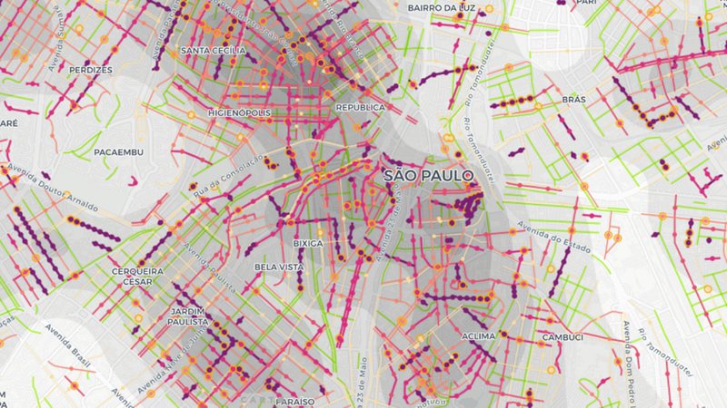 Mapa interativo do LabCidade da FAU (Foto: LabCidade / FAU / Reprodução via UOL)