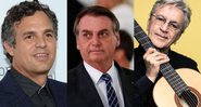 Montagem com Mark Ruffalo (Foto: Evan Agostini/AP), Jair Bolsonaro (Instagram/Reprodução) e Caetano Veloso (Foto: Fernando Young)