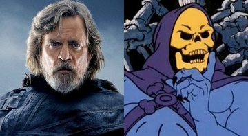 Mark Hamill como Luke Skywalker e Esqueleto (Foto 1: Reprodução/ Lucasfilm/ Foto 2: Reprodução)