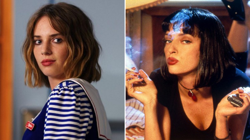 Maya Hawke em Stranger Things (Foto: Divulgação / Netflix) │ Uma Thurman em Pulp Fiction (Foto: Reprodução / Miramax)