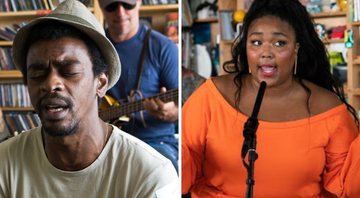 Seu Jorge e Lizzo no Tiny Desk (Foto: Montagem/Reprodução/YouTube/NPR)