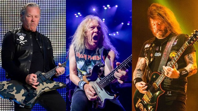 Montagem de Metallica (Foto: Sipa via AP Images), Iron Maiden  (Foto: Amy Harris/Invision/AP) e Slayer (Foto: Renan Olivetti / I Hate Flash)