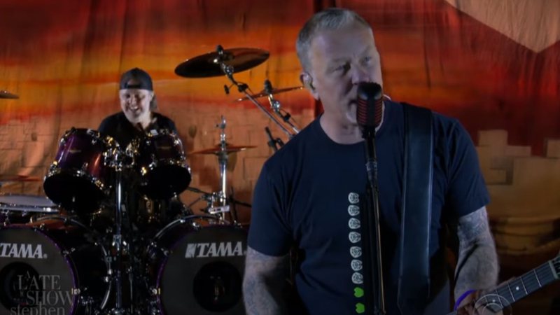 Metallica no The Late Show with Stephen Colbert (Foto: Reprodução/YouTube)