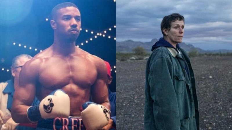 Michael B. Jordan em Creed (Foto: Reprodução /Twitter) e Frances McDormand em Nomadland (Foto: Reprodução via IMDb)