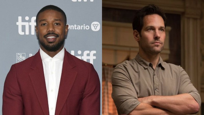 Michael B. Jordan em evento de Luta por Justiça (Foto: Kevin Winter / Getty Images) e Paul Rudd em Homem-Formiga (Foto: Reprodução)