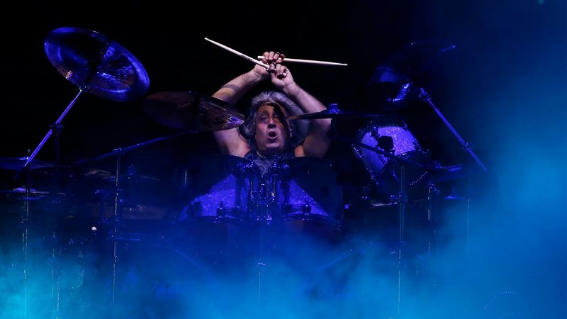 Mikkey Dee com o Scorpions no Rock in Rio 2019 (Foto: Wagner Meier/Getty Images)