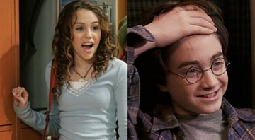 Miley Cyrus em Hannah Montana (Foto: Reprodução) e Daniel Radcliffe em Harry Potter e A Pedra Filosofal (Foto: Reprodução)