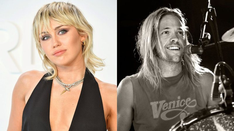 Miley Cyrus (Foto: Amy Sussman / Getty Images) e Taylor Hawkins (Foto: Reprodução /Twitter)