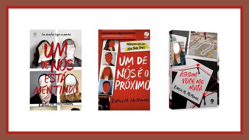 Capas das obras de Karen McManus, disponíveis na Amazon - Reprodução / Galera