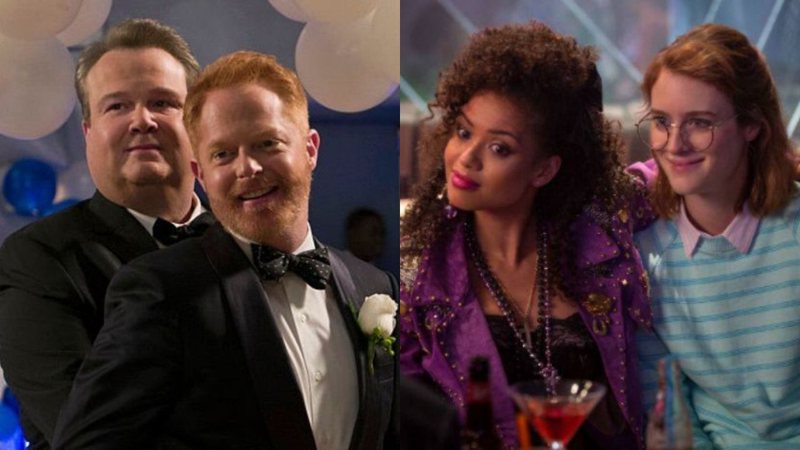 Mitchell e Cam, de Modern Family (Foto: Reprodução) e Yorkie e Kelly, de Black Mirror (Foto: Divulgação)