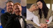 Montagem de Mitch e Cam m Modern Family e Alex e Piper em Orange is The New Black (Reprodução)