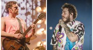 Montagem com imagens de Caleb Followill e Post Malone, atrações mais importantes do 2º dia de Lollapalooza  (Fotos: Camila Cara e Mila Maluhy)