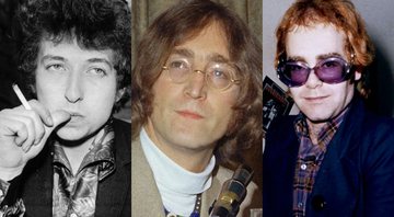 Bob Dylan, John Lennon e Elton John (Fotos: AP Image, AP Images, John Glanvill/AP)