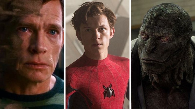 Homem-Areia, Homem-Aranha e Lagarto (Fotos: Reprodução/Marvel e Sony)