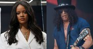 Rihanna (Foto: François Mori/ AP) e Slash durante o festival Rock im Park, na Alemanha, em 2015 (Foto:Matthias Merz/picture-alliance/DPA/AP Images)