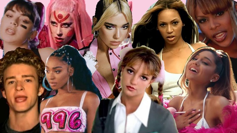 Charli XCX, Lady Gaga, Dua Lipa, Beyoncé, TLC, Justin Timberlake, Normani, Britney Spears e Ariana Grande  (Fotos: Montagem/ Reprodução)