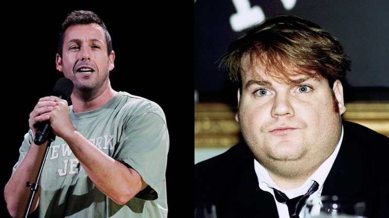 Montagem de Adam Sandler e Chris Farley (Foto: AP Photo/Richard Drew)