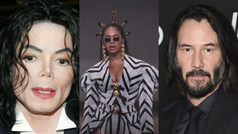 Montagem de Michael Jackson (Brittain Landmark Media Punch / IPX), Beyoncé (Divulgação) e Kenu Reeves (Evan Agostini Invision / AP)