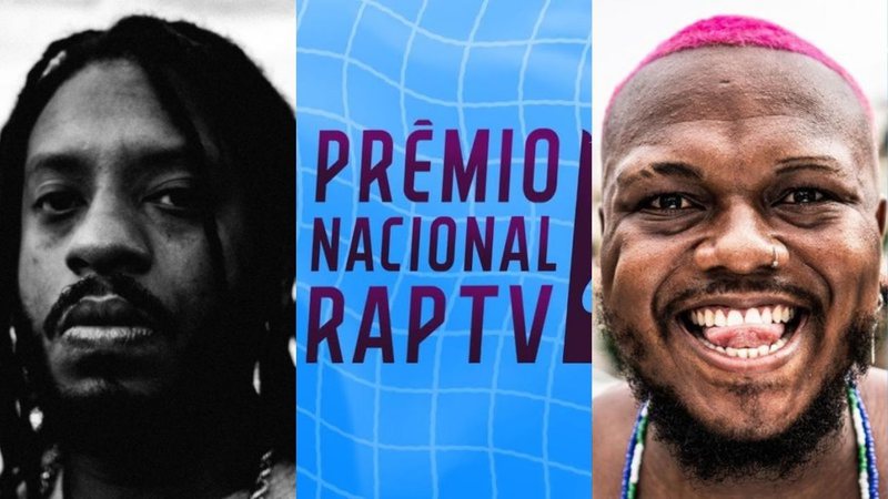 Montagem de BK' (João Victor Medeiros), Prêmio Nacional Rap TV (Divulgação) e Djonga (Daniel Assis/Divulgação)