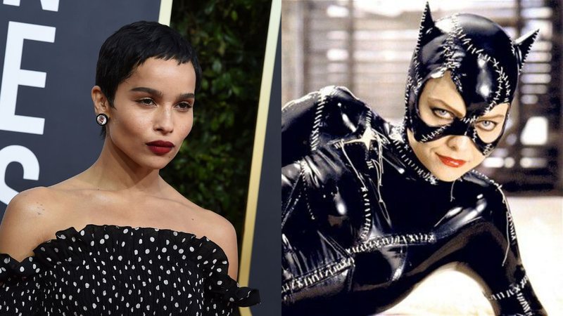 Zoë Kravitz (Jordan Strauss/Invision/AP) e Michelle Pfeiffer como Catwoman (Reprodução)