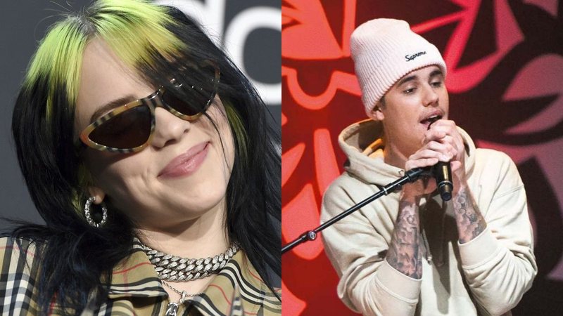 Montagem com Billie Eilish (Foto: Jordan Strauss/Invision/AP) e Justin Bieber (Foto: Nathan Denette/The Canadian Press via AP)