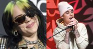 Montagem com Billie Eilish (Foto: Jordan Strauss/Invision/AP) e Justin Bieber (Foto: Nathan Denette/The Canadian Press via AP)