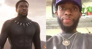 Montagem com Chadwick Boseman no filme Pantera Negra (Foto: Divulgação) e no Instagram (Reprodução)