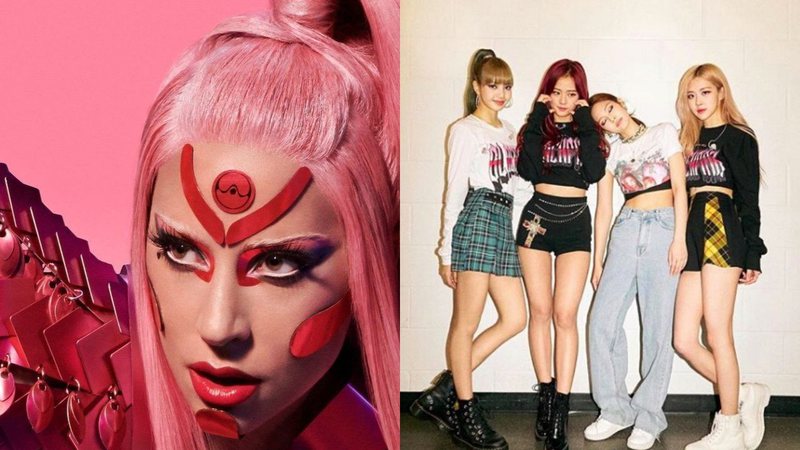 Montagem com Lady Gaga e BLACKPINK (Fotos 1 e 2: Instagram / Reprodução)