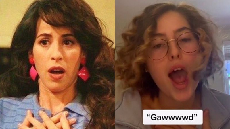 Montagem com Maggie Wheeler (Foto: Friends / Reprodução) e filha, Gemma Remmy (TikTok / Reprodução)