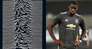 Montagem de Unknown Pleasures e Paul Pogba, jogador do Manchester United (Marius Becker/picture-alliance/dpa/AP Images)