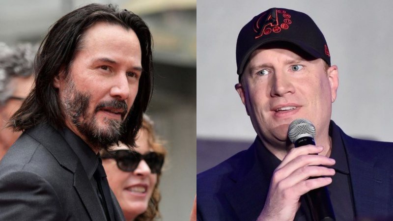 Montagem de Keanu Reeves (Foto: Emma McIntyre/Getty Images) e Kevin Feige (Foto: Alberto E. Rodriguez / Getty Images)