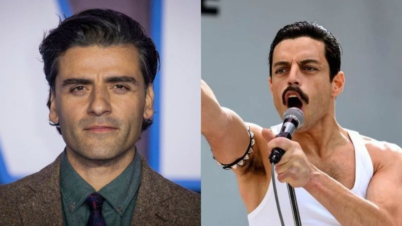 Montagem de Oscar Isaac (Foto: Vianney Le Caer/Invision/AP) e Rami Malek em Bohemian Rhapsody (Foto: Reprodução)