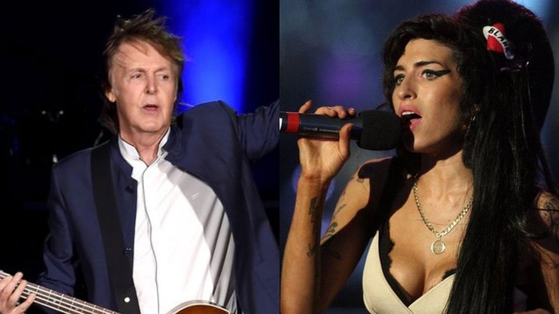 Montagem de Paul McCartney (Foto: Reprodução / Kevin Winter / Getty Images) e Amy Winehouse (Foto: Dan Kitwood/Getty Images)