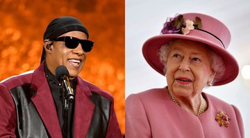 Montagem de Stevie Wonder (Foto: Kevin Winter/Getty Images) e Rainha Elizabeth II (Foto: Ben Stansall/Pool via AP)