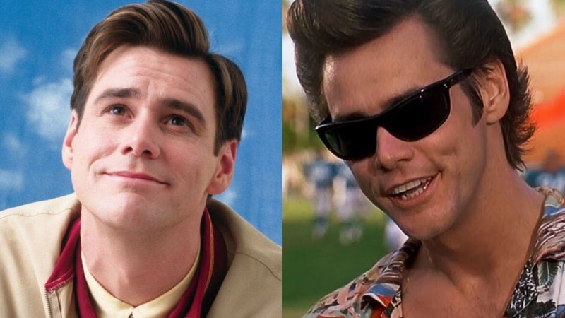 Montagem de Jim Carrey em O Show de Truman e Ace Ventura (Reprodução)